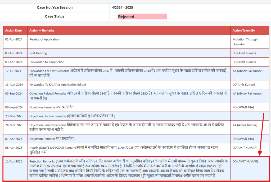 dakhil kharij reject order copy